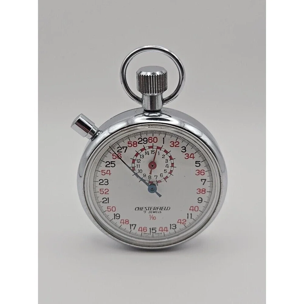 Vintage Chesterfield Swiss Mechanical Stopwatch 7 Jewel 1/10 Sport Timer